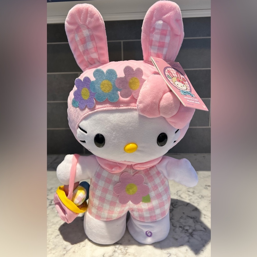 NWT Hello Kitty Easter Side Stepper Musical Greeter flowers spring